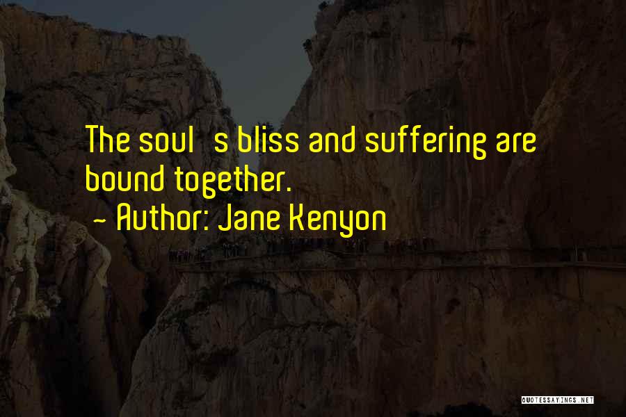 Jane Kenyon Quotes: The Soul's Bliss And Suffering Are Bound Together.
