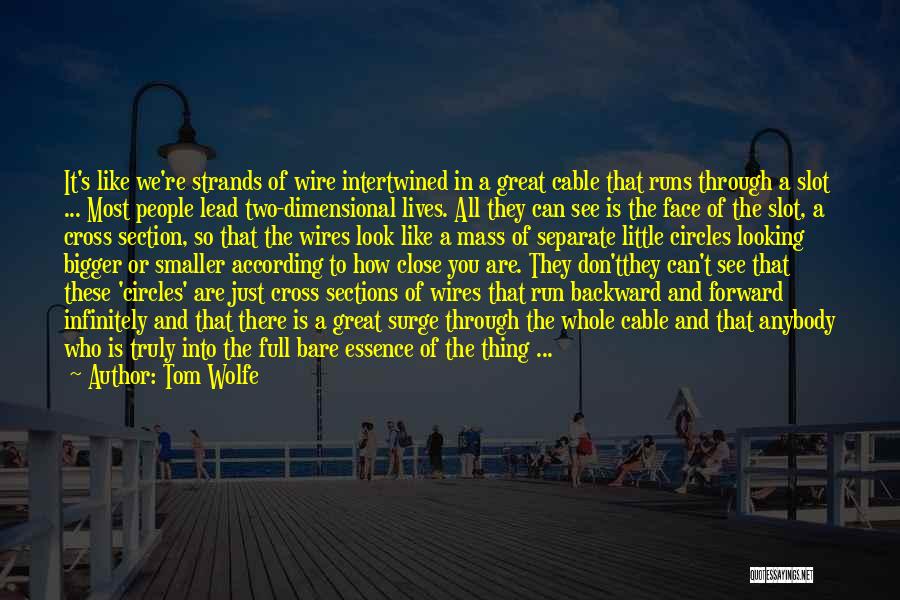 Tom Wolfe Quotes: It's Like We're Strands Of Wire Intertwined In A Great Cable That Runs Through A Slot ... Most People Lead