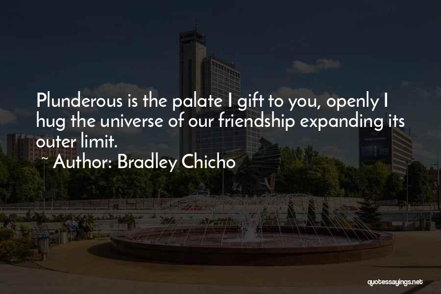 Bradley Chicho Quotes: Plunderous Is The Palate I Gift To You, Openly I Hug The Universe Of Our Friendship Expanding Its Outer Limit.
