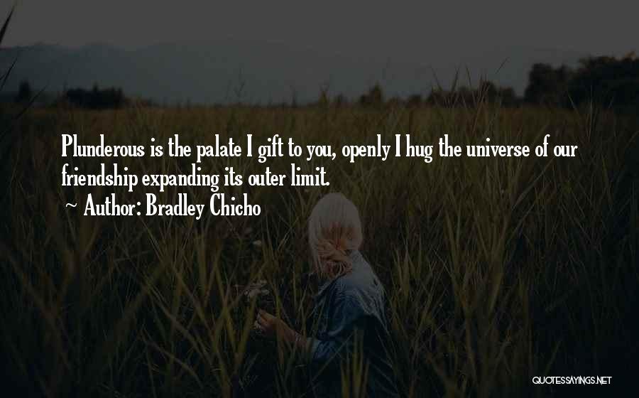 Bradley Chicho Quotes: Plunderous Is The Palate I Gift To You, Openly I Hug The Universe Of Our Friendship Expanding Its Outer Limit.