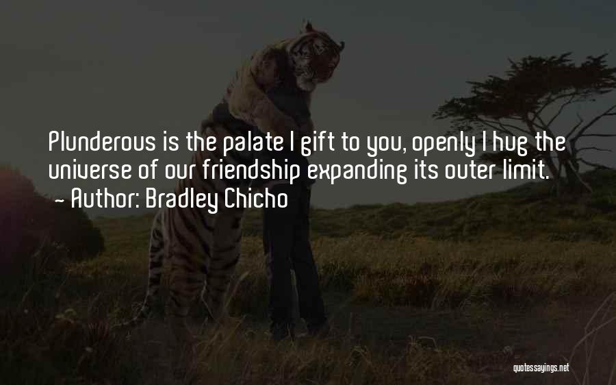 Bradley Chicho Quotes: Plunderous Is The Palate I Gift To You, Openly I Hug The Universe Of Our Friendship Expanding Its Outer Limit.