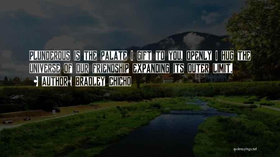 Bradley Chicho Quotes: Plunderous Is The Palate I Gift To You, Openly I Hug The Universe Of Our Friendship Expanding Its Outer Limit.