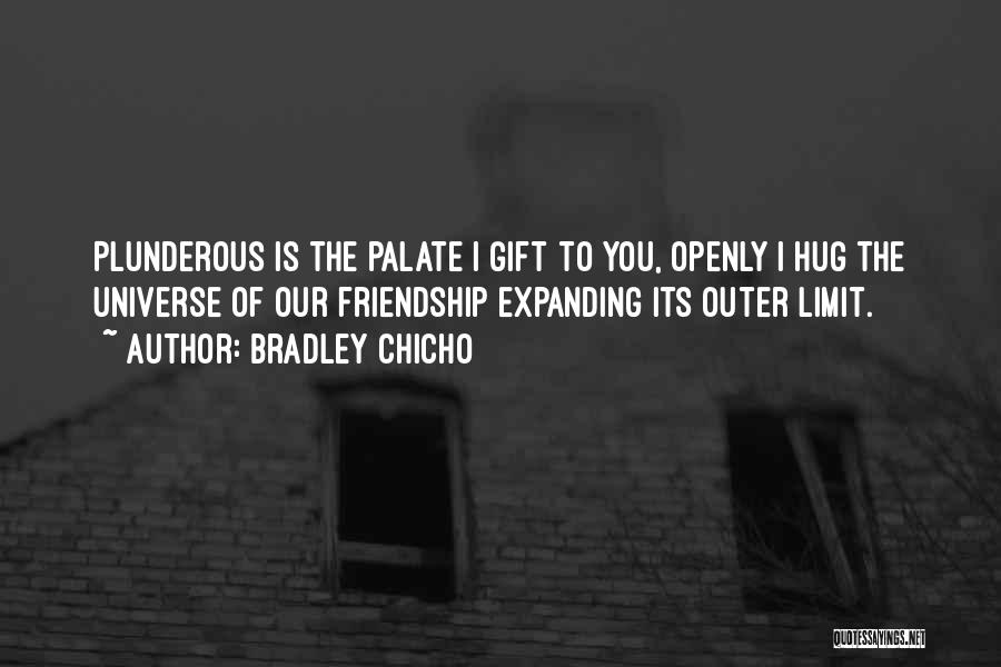 Bradley Chicho Quotes: Plunderous Is The Palate I Gift To You, Openly I Hug The Universe Of Our Friendship Expanding Its Outer Limit.