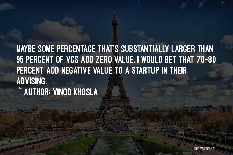 Vinod Khosla Quotes: Maybe Some Percentage That's Substantially Larger Than 95 Percent Of Vcs Add Zero Value. I Would Bet That 70-80 Percent