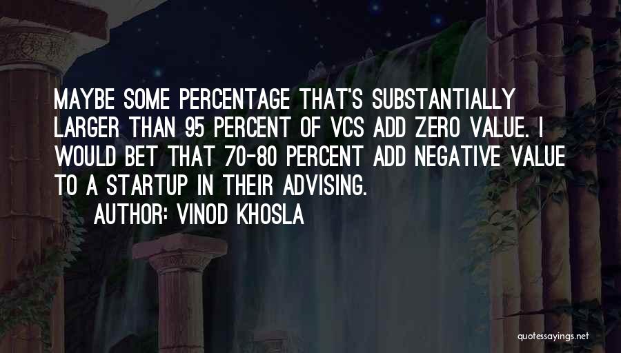 Vinod Khosla Quotes: Maybe Some Percentage That's Substantially Larger Than 95 Percent Of Vcs Add Zero Value. I Would Bet That 70-80 Percent