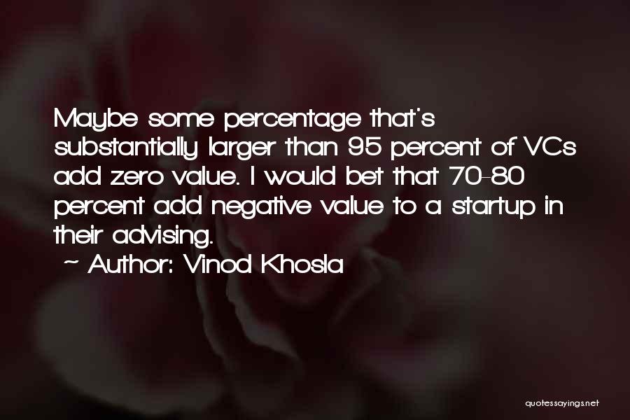 Vinod Khosla Quotes: Maybe Some Percentage That's Substantially Larger Than 95 Percent Of Vcs Add Zero Value. I Would Bet That 70-80 Percent