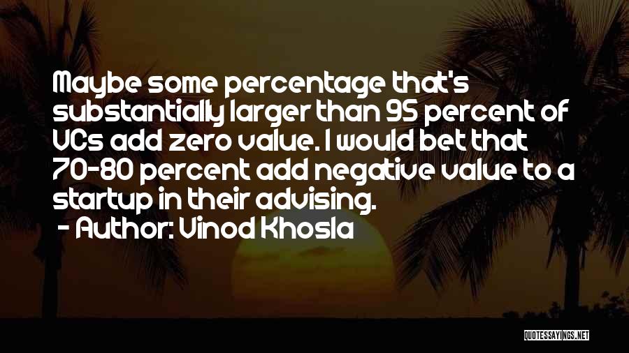 Vinod Khosla Quotes: Maybe Some Percentage That's Substantially Larger Than 95 Percent Of Vcs Add Zero Value. I Would Bet That 70-80 Percent