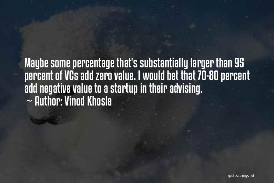 Vinod Khosla Quotes: Maybe Some Percentage That's Substantially Larger Than 95 Percent Of Vcs Add Zero Value. I Would Bet That 70-80 Percent