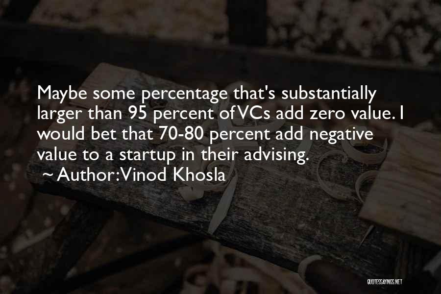 Vinod Khosla Quotes: Maybe Some Percentage That's Substantially Larger Than 95 Percent Of Vcs Add Zero Value. I Would Bet That 70-80 Percent