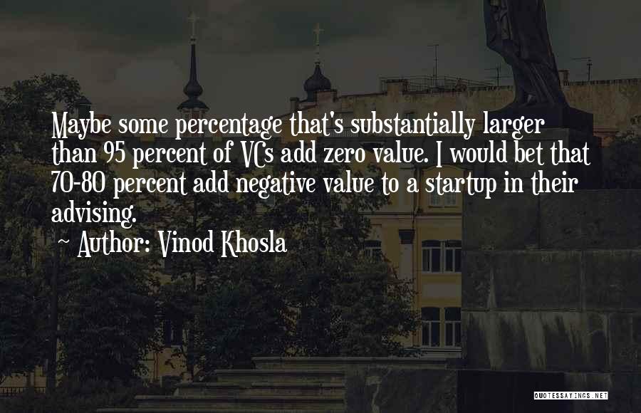 Vinod Khosla Quotes: Maybe Some Percentage That's Substantially Larger Than 95 Percent Of Vcs Add Zero Value. I Would Bet That 70-80 Percent