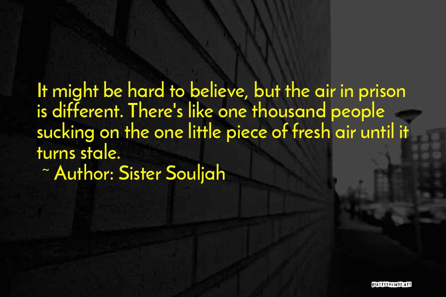 Sister Souljah Quotes: It Might Be Hard To Believe, But The Air In Prison Is Different. There's Like One Thousand People Sucking On