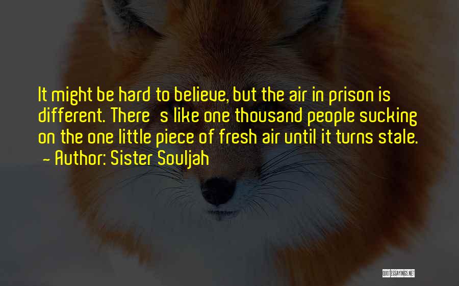 Sister Souljah Quotes: It Might Be Hard To Believe, But The Air In Prison Is Different. There's Like One Thousand People Sucking On