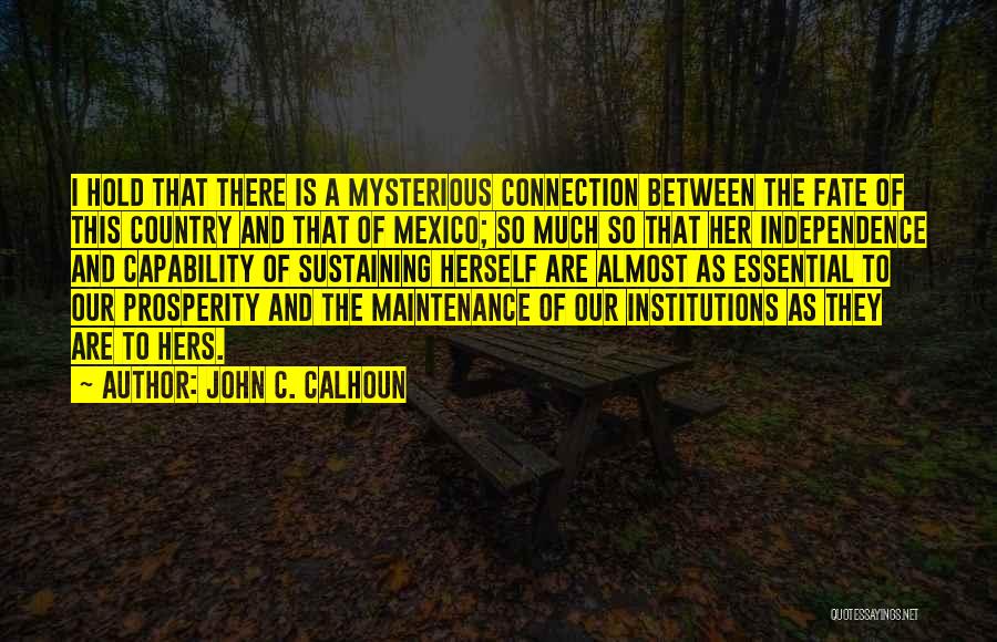 John C. Calhoun Quotes: I Hold That There Is A Mysterious Connection Between The Fate Of This Country And That Of Mexico; So Much