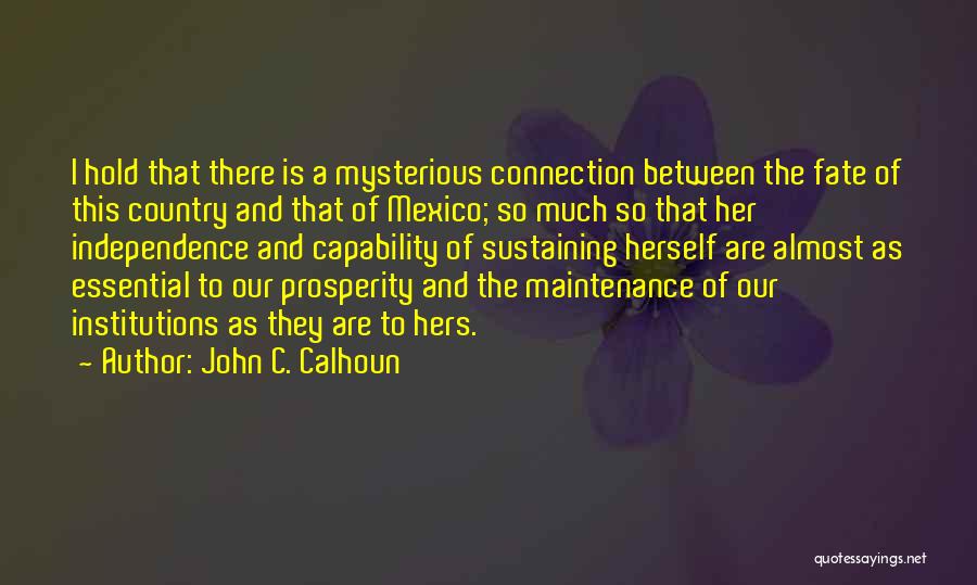 John C. Calhoun Quotes: I Hold That There Is A Mysterious Connection Between The Fate Of This Country And That Of Mexico; So Much