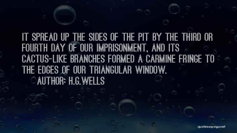H.G.Wells Quotes: It Spread Up The Sides Of The Pit By The Third Or Fourth Day Of Our Imprisonment, And Its Cactus-like