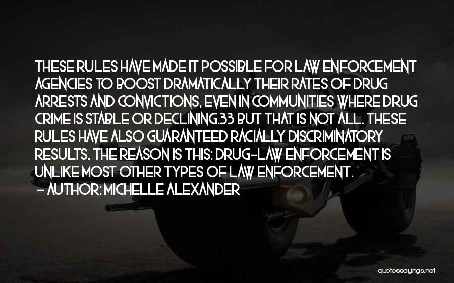 Michelle Alexander Quotes: These Rules Have Made It Possible For Law Enforcement Agencies To Boost Dramatically Their Rates Of Drug Arrests And Convictions,