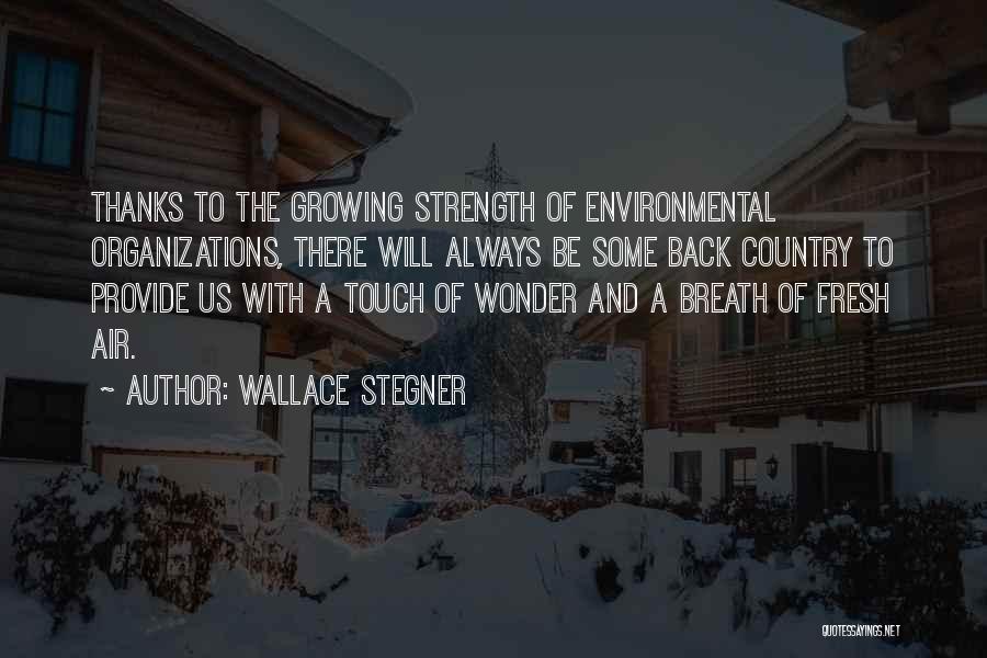 Wallace Stegner Quotes: Thanks To The Growing Strength Of Environmental Organizations, There Will Always Be Some Back Country To Provide Us With A