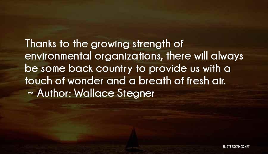 Wallace Stegner Quotes: Thanks To The Growing Strength Of Environmental Organizations, There Will Always Be Some Back Country To Provide Us With A