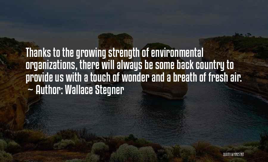 Wallace Stegner Quotes: Thanks To The Growing Strength Of Environmental Organizations, There Will Always Be Some Back Country To Provide Us With A