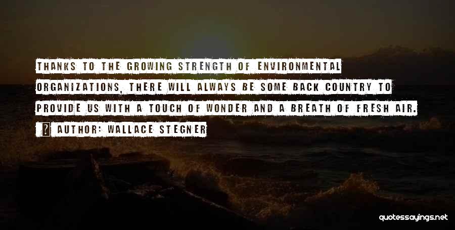 Wallace Stegner Quotes: Thanks To The Growing Strength Of Environmental Organizations, There Will Always Be Some Back Country To Provide Us With A
