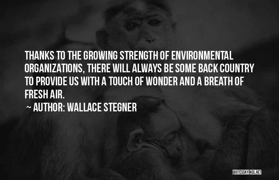 Wallace Stegner Quotes: Thanks To The Growing Strength Of Environmental Organizations, There Will Always Be Some Back Country To Provide Us With A