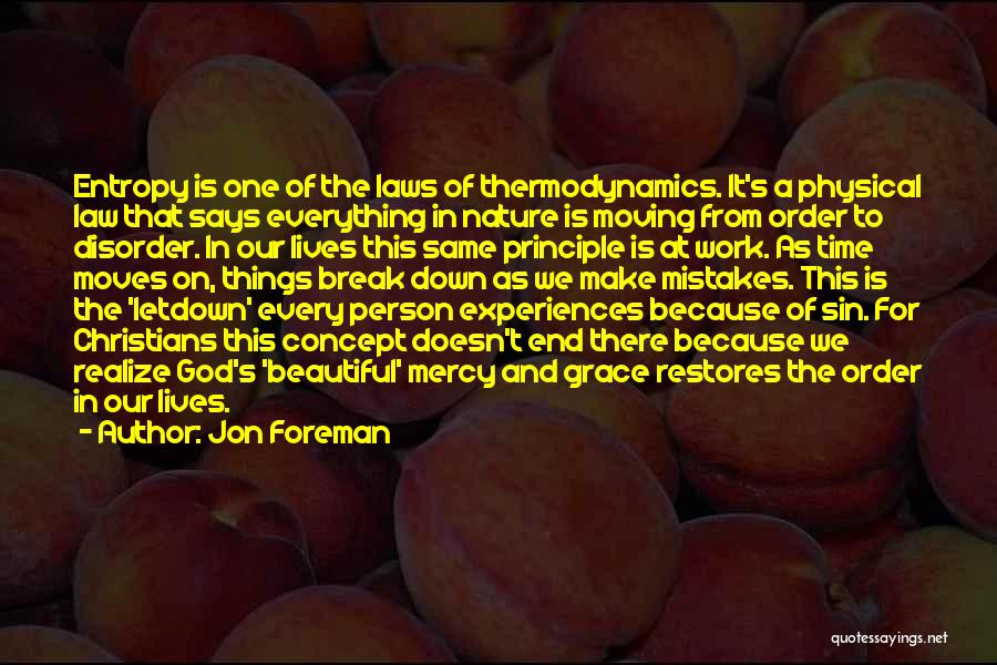 Jon Foreman Quotes: Entropy Is One Of The Laws Of Thermodynamics. It's A Physical Law That Says Everything In Nature Is Moving From