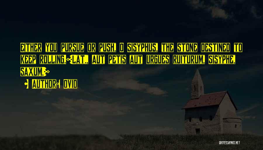 Ovid Quotes: Either You Pursue Or Push, O Sisyphus, The Stone Destined To Keep Rolling.[lat., Aut Petis Aut Urgues Ruiturum, Sisyphe, Saxum.]