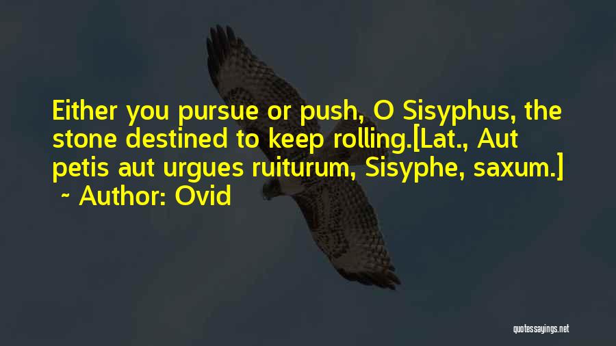 Ovid Quotes: Either You Pursue Or Push, O Sisyphus, The Stone Destined To Keep Rolling.[lat., Aut Petis Aut Urgues Ruiturum, Sisyphe, Saxum.]