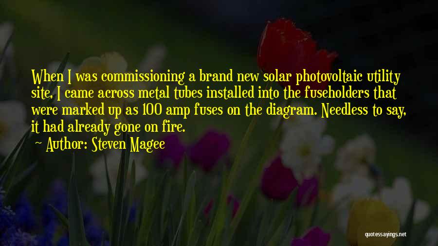Steven Magee Quotes: When I Was Commissioning A Brand New Solar Photovoltaic Utility Site, I Came Across Metal Tubes Installed Into The Fuseholders