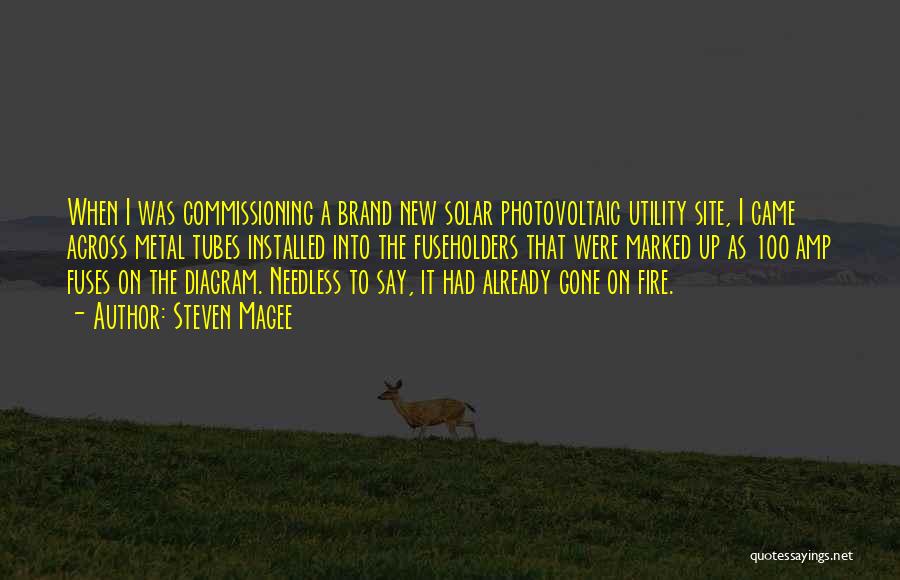 Steven Magee Quotes: When I Was Commissioning A Brand New Solar Photovoltaic Utility Site, I Came Across Metal Tubes Installed Into The Fuseholders