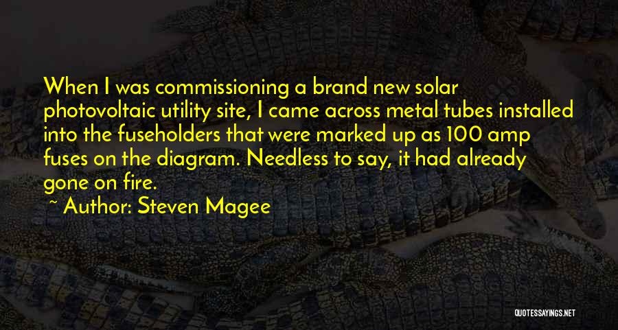 Steven Magee Quotes: When I Was Commissioning A Brand New Solar Photovoltaic Utility Site, I Came Across Metal Tubes Installed Into The Fuseholders