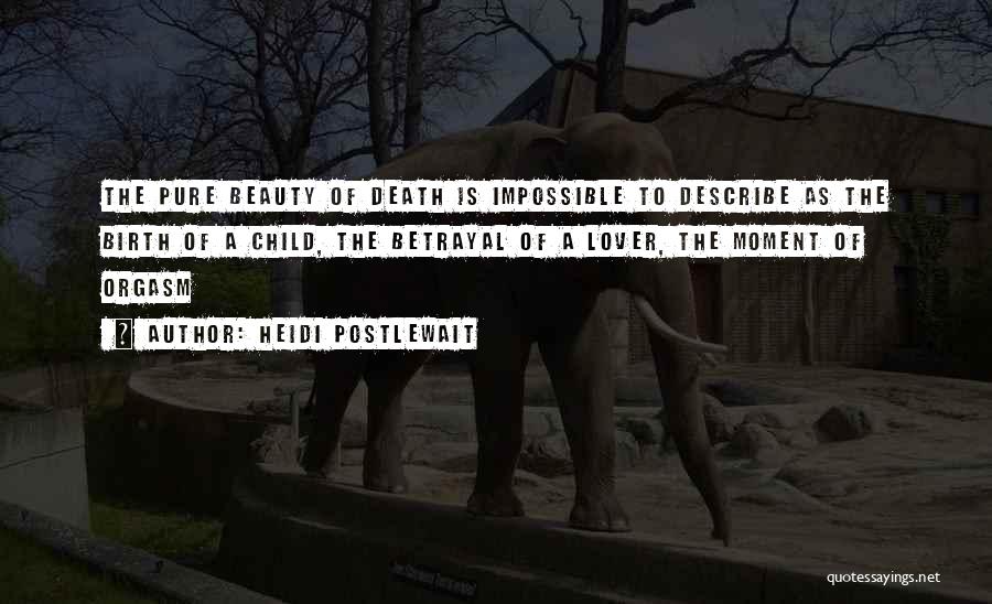 Heidi Postlewait Quotes: The Pure Beauty Of Death Is Impossible To Describe As The Birth Of A Child, The Betrayal Of A Lover,