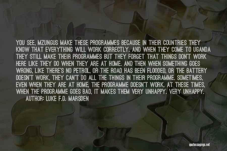 Luke F.D. Marsden Quotes: You See, Mzungus Make These Programmes Because In Their Countries They Know That Everything Will Work Correctly. And When They