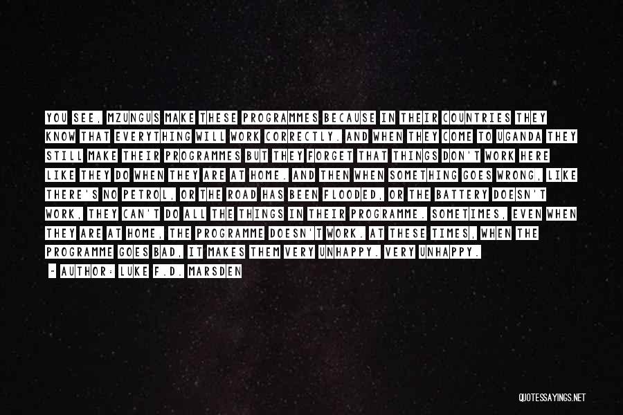Luke F.D. Marsden Quotes: You See, Mzungus Make These Programmes Because In Their Countries They Know That Everything Will Work Correctly. And When They