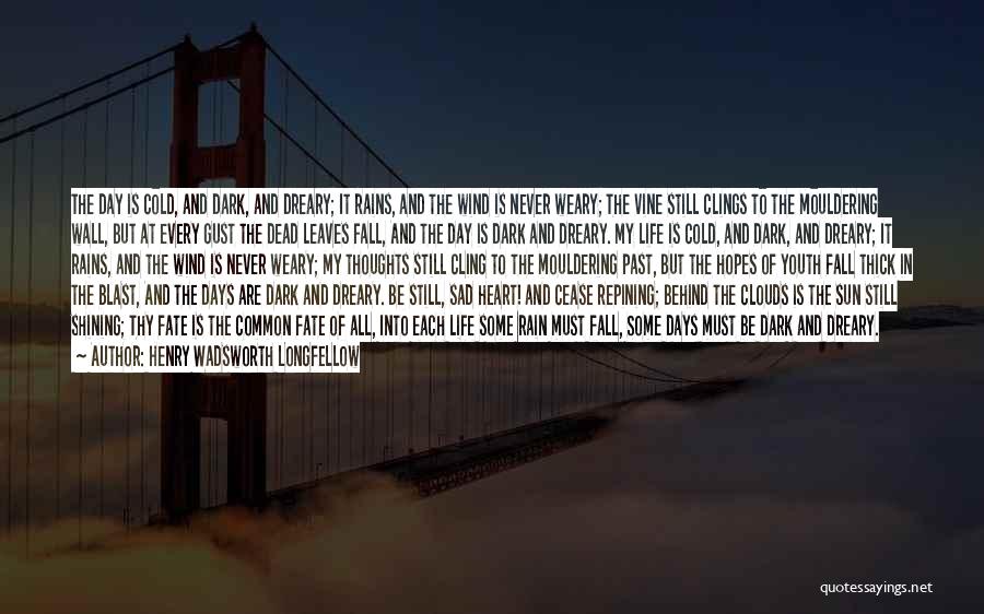 Henry Wadsworth Longfellow Quotes: The Day Is Cold, And Dark, And Dreary; It Rains, And The Wind Is Never Weary; The Vine Still Clings