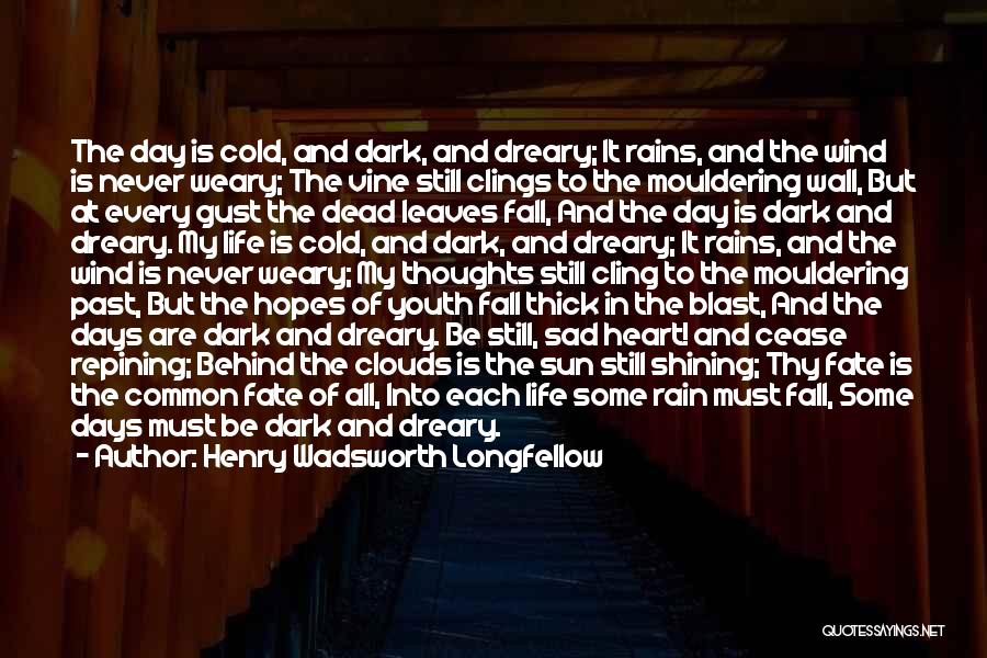 Henry Wadsworth Longfellow Quotes: The Day Is Cold, And Dark, And Dreary; It Rains, And The Wind Is Never Weary; The Vine Still Clings