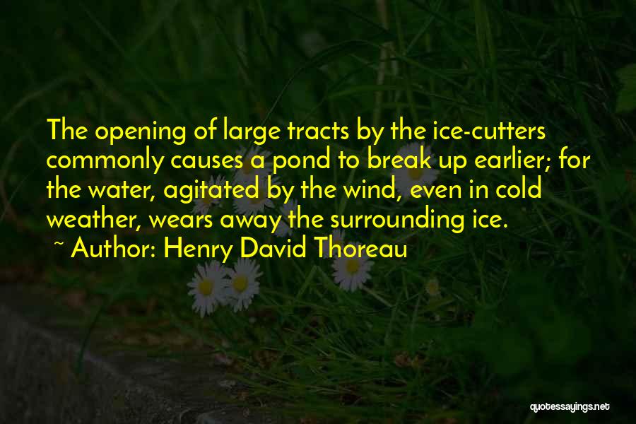 Henry David Thoreau Quotes: The Opening Of Large Tracts By The Ice-cutters Commonly Causes A Pond To Break Up Earlier; For The Water, Agitated