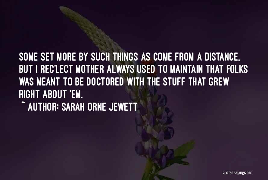 Sarah Orne Jewett Quotes: Some Set More By Such Things As Come From A Distance, But I Rec'lect Mother Always Used To Maintain That
