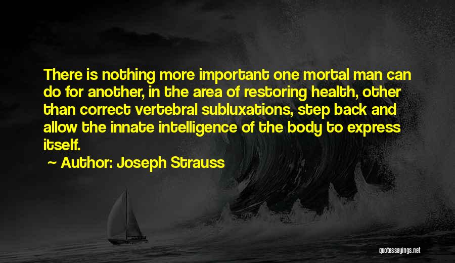 Joseph Strauss Quotes: There Is Nothing More Important One Mortal Man Can Do For Another, In The Area Of Restoring Health, Other Than