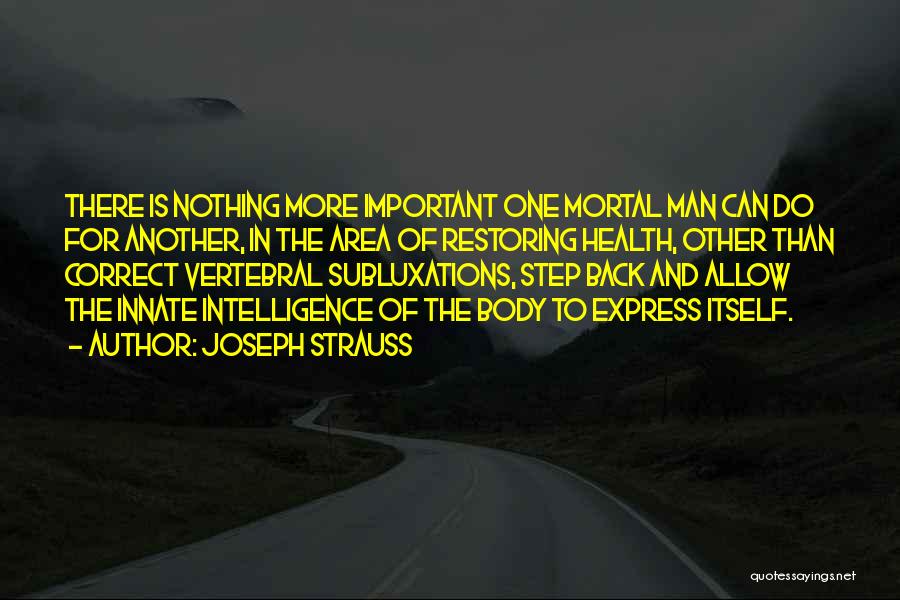 Joseph Strauss Quotes: There Is Nothing More Important One Mortal Man Can Do For Another, In The Area Of Restoring Health, Other Than