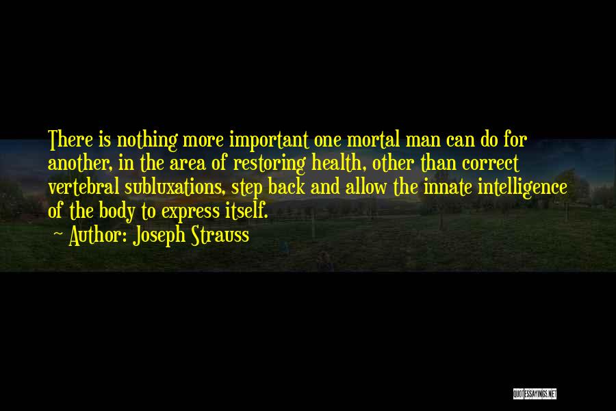 Joseph Strauss Quotes: There Is Nothing More Important One Mortal Man Can Do For Another, In The Area Of Restoring Health, Other Than