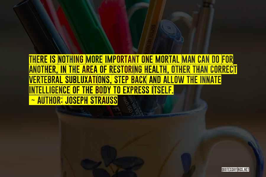 Joseph Strauss Quotes: There Is Nothing More Important One Mortal Man Can Do For Another, In The Area Of Restoring Health, Other Than