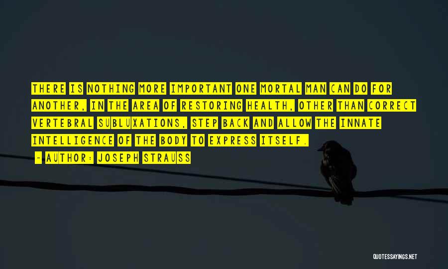 Joseph Strauss Quotes: There Is Nothing More Important One Mortal Man Can Do For Another, In The Area Of Restoring Health, Other Than