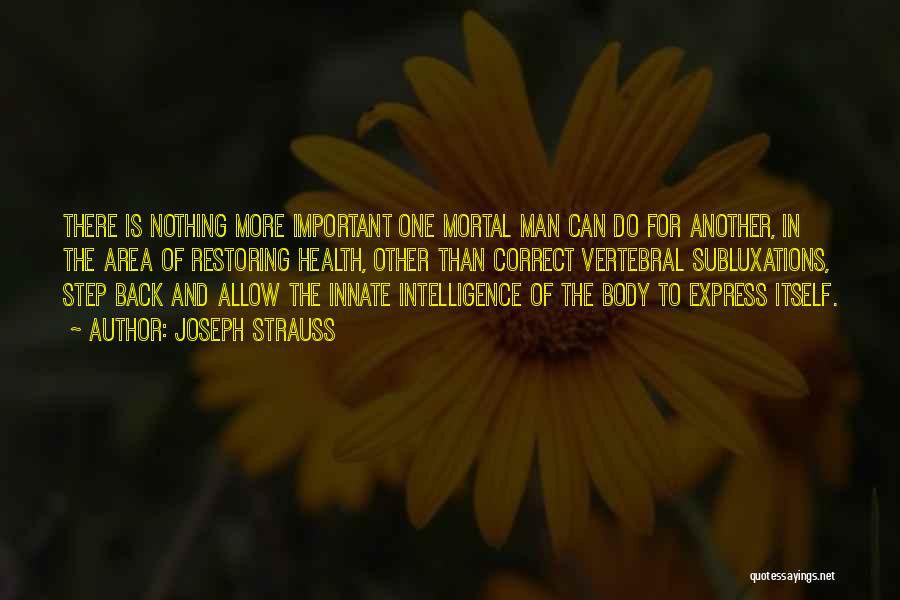 Joseph Strauss Quotes: There Is Nothing More Important One Mortal Man Can Do For Another, In The Area Of Restoring Health, Other Than