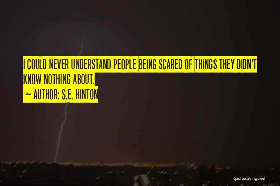 S.E. Hinton Quotes: I Could Never Understand People Being Scared Of Things They Didn't Know Nothing About.