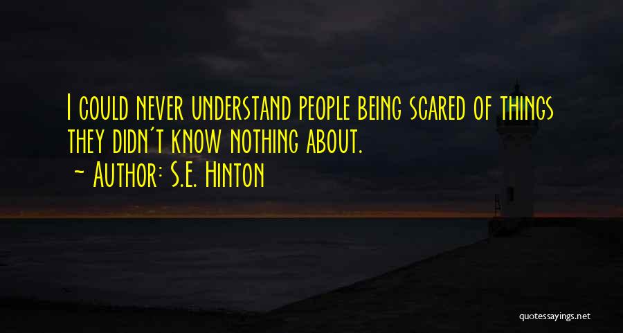 S.E. Hinton Quotes: I Could Never Understand People Being Scared Of Things They Didn't Know Nothing About.