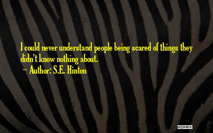 S.E. Hinton Quotes: I Could Never Understand People Being Scared Of Things They Didn't Know Nothing About.