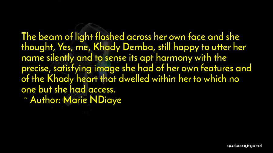Marie NDiaye Quotes: The Beam Of Light Flashed Across Her Own Face And She Thought, Yes, Me, Khady Demba, Still Happy To Utter