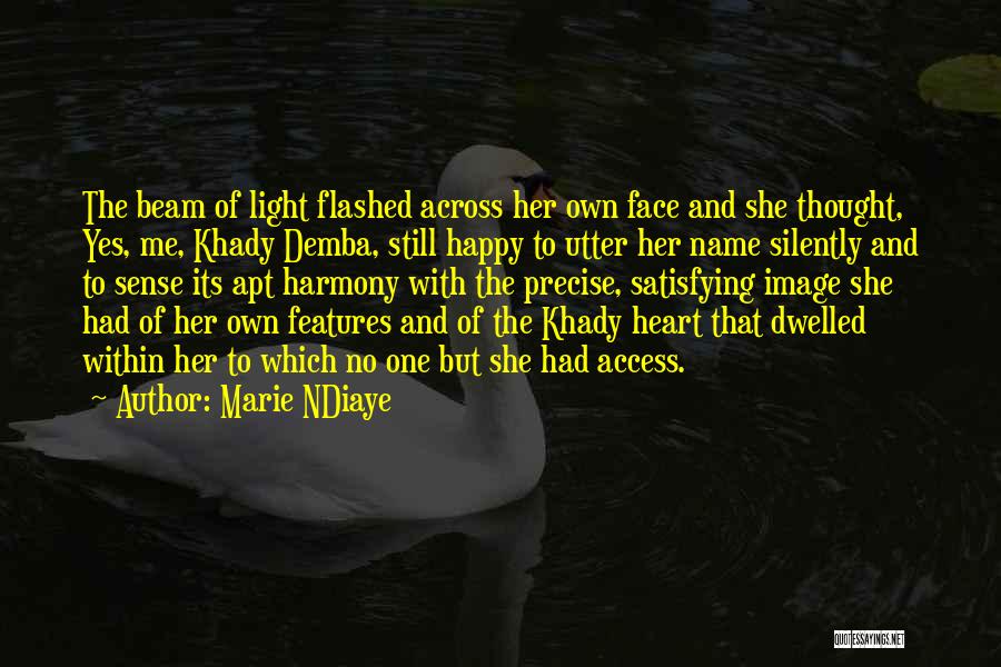 Marie NDiaye Quotes: The Beam Of Light Flashed Across Her Own Face And She Thought, Yes, Me, Khady Demba, Still Happy To Utter