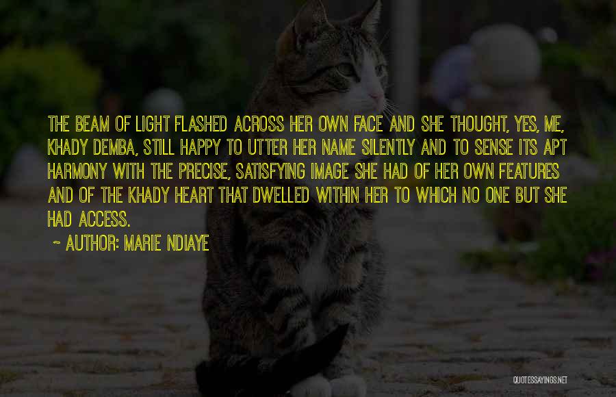 Marie NDiaye Quotes: The Beam Of Light Flashed Across Her Own Face And She Thought, Yes, Me, Khady Demba, Still Happy To Utter